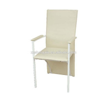 Poltrona de encosto branco, cadeira de jantar em metal PVC para o hotel